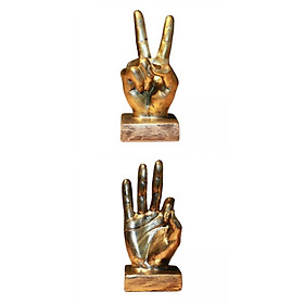 2x Chic Hand Gesture Sculpture Ornament Figurine Statue Desktop Decorations