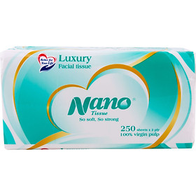 khăn giấy rút lụa Nano 250 tờ 2 lớp, giấy ăn cao cấp, không chất tẩy trắng