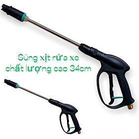 [Freeship]Súng xịt rửa xe lõi kim loại dài 34cm,ĐK ren ngoài Ø22mm, kèm cần nối inox dài 35cm,gắn được bình tạo bọt tuyết máy xịt rửa xe áp lực cao,,SUNG2+NOI35, HTC