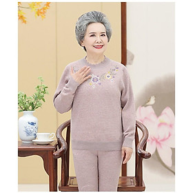 Bộ mặc nhà cho người già, bộ nỉ lót lông bà già_hàng cao cấp, hàng sẵn
