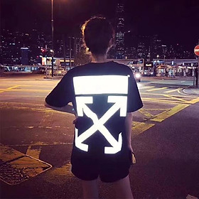 Áo thun tay lỡ nam nữ form rộng off white phản quang màu đen Ngầu Store aothununisex aophongnam