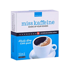 Hộp cà phê hòa tan Miss Kaffeine 1in1 - Cafe Espresso không đường 15 gói x 2g – The Kaffeine Coffee
