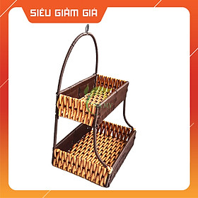 Mua Kệ 2 tầng treo dây tròn 2 màu nhựa đan giả mây đựng vật dụng gia đình đa dụng tiện lợi thẩm mỹ  cao