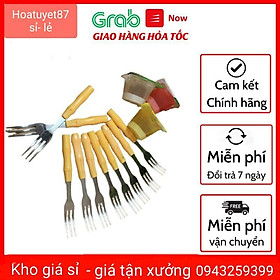 Mua Rĩa ăn hoa quả bằng inox cán nhựa loại đẹp