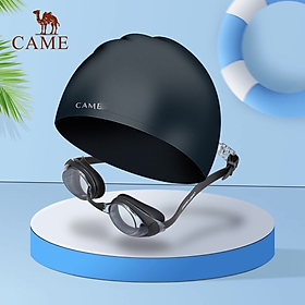 Bộ kính bơi + mũ bơi Camel chống thấm nước và sương mù HD cao cấp tặng kèm hộp đựng và bịt tai - Đen