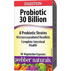 Webber Naturals Probiotic 30 Billion, 8 Probiotic Strains, 30-Capsules