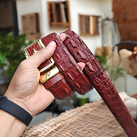 Thắt Lưng Da Cá Sấu. Gù Cá Sấu Đẹp Sang Chảnh TS119V (mặt vàng)