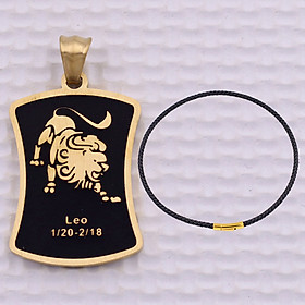 Mặt dây chuyền cung Hải Sư - Leo inox trắng kèm vòng cổ dây da đen + móc inox vàng, Cung hoàng đạo