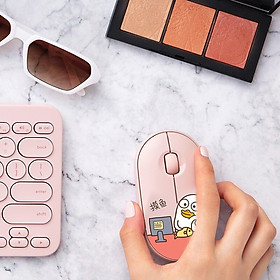 Chuột văn phòng không dây Bluetooth Pebble nguyên bản của Logitech, chuột mini đa năng công thái học 1000DPI, tương thích với máy tính xách tay PC