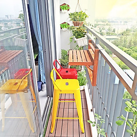 Bàn gỗ tràm treo ban công gấp gọn và tùy chỉnh theo độ cao lan can -Bàn GỖ TRÀM treo ban công GREENHOME- Chịu nắng mưa tốt nhất