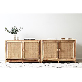 TỦ MÂY 2 CÁNH MÂY TỰ NHIÊN - DECOR HOME- VINTAGE- NATURE RATTAN