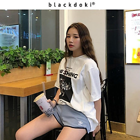 Áo thun nữ BLACKDOKI-TheShining , áo thun unisex form rộng tay lỡ cotton cá tính , BLACKDOKI M3
