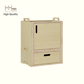 HAPPY FURNITURE , Gỗ tự nhiên , Tủ lưu trữ 1 ngăn kéo 1 cửa mở gỗ Plywood - GAMOR , TLT_024 , 45cm x 30cm x 58cm DxRxC