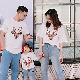 Áo Thun Đồng Phục Gia Đình Hình Nai Da Beo I5324