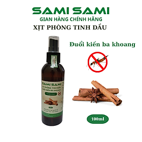 Bình xịt phòng tinh dầu sả chanh, bạc hà, quế, hoa lài, lavender đuổi muỗi SAMI SAMI 100ml khử mùi hiệu quả mùi tự chọn