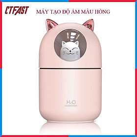 Máy Phun Sương, Máy Tạo Độ Ẩm Mini Hình Mèo CTFAST-01 Dung Tích 300 ML, Cấp Ẩm Cho Da, Phòng Điều Hòa, Khuếch Tán Tinh Dầu, Hoạt Động Êm Ái Ánh Sáng Thay Thế Đèn Ngủ - Hàng Chính Hãng