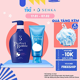 Bộ sữa tắm dưỡng ẩm Senka hương linh lan, hoa nhài và sữa rửa mặt tạo bọt