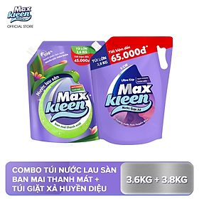 Hình ảnh Combo Túi Nước Lau Sàn 3.6kg Ban Mai Thanh Mát + Túi Nước Giặt Xả MaxKleen 3.8kg Huyền Diệu