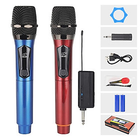 Bộ 2 Micro Không Dây UHF hút mạnh Chuyên Dùng Cho Loa Kéo, Amply, Mixer,Soundcard livestream.. Tích Hợp Pin Sạc