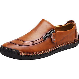 Men's handmade casual leather shoes Non-slip Wear-resistant Slip-on shoes