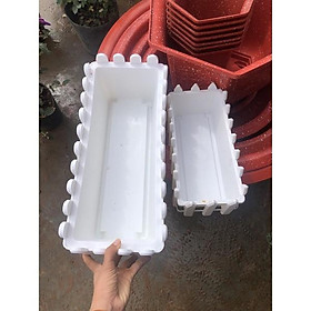 Chậu nhựa trắng trồng cây hàng rào chữ nhật đẹp mắt, xinh xắn