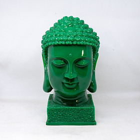 Tượng đầu Phật Tổ Như Lai màu xanh cao 23cm