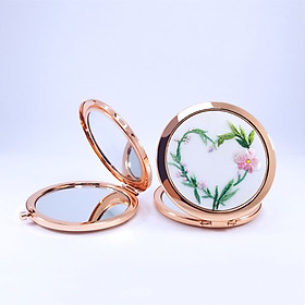Gương Trang Điểm Mini, Họa Tiết Thêu Tay, Thiết Kế Vừa Tay Cầm, Sử Dụng Dễ Dàng - Quà Tặng Ngày 20 Tháng 10 Cho Bạn Gái