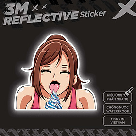 GIRL ANIME ICE CREAM 3M - Reflective Sticker Die-cut Hình dán phản quang thương hiệu STICKER FACTORY