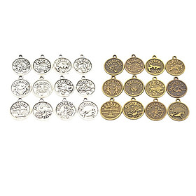 Pack of 24 Mixed Antique Tibetan Silver Bronze Assorted Charms Pendants Findings for Jewelry Bracelet Necklace Making and Crafting Supplies, 20x17mm