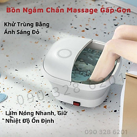 Chậu Ngâm Chân Massage Gấp Gọn Khử Trùng Bằng Ánh Sáng Đỏ, Bồn Ngâm Chân Giữ Nhiệt Độ Thông Minh