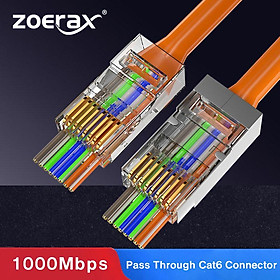 Zoerax đi qua đầu nối RJ45, Cat6 Cat6a 30U Vàng được che chắn bằng cách phích cắm mô -đun 1.2mm cho cáp Ethernet STP 8P8C Kết thúc Cáp Độ dài: OD 1.2mm