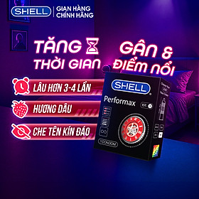Bao cao su Shell Performax kéo dài thời gian, gân, điểm nổi - Hộp 1 cái | SHELL CHÍNH HÃNG
