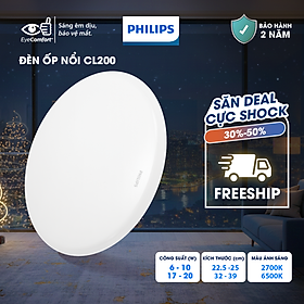 Bộ đèn PHILIPS LED ốp trần tròn CL200 - Công suất ( 6W, 10W,17W,20W) ánh sáng vàng, ánh sáng trắng