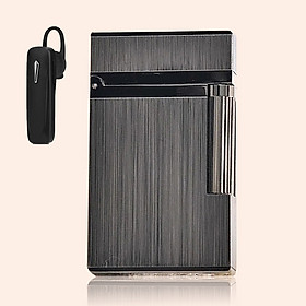 Combo Hộp Quẹt Bật Lửa HK xước xám đen + Nghe Bluetooth Nhét Tai