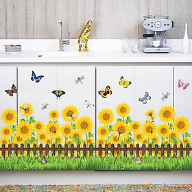Mua Decal dán tường chân tường hướng dương vàng