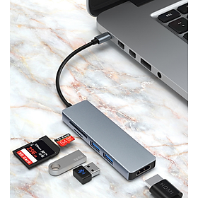 Mua Hub chia USB Type-C 5 Cổng HDMI/USB 3.0/SD/TF 5IN1 bộ chia cổng typec ra hdmi cáp typec to hdmi