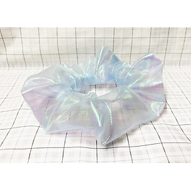 Dây cột tóc scrunchies mẫu mới màu xanh ngọc ánh kim - cột tóc màu hot