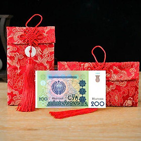 Túi gấm màu xanh loại 200 Uzbekistan sưu tầm, làm quà tặng