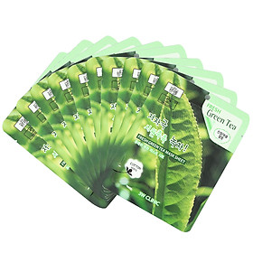 Combo 10 Gói Mặt Nạ Trà Xanh Dưỡng Da và ngừa mụn 3w Clinic Fresh Greentea Mask Sheet 100% Cotton (23ml/Miếng) - Hàn Quốc Chính Hãng