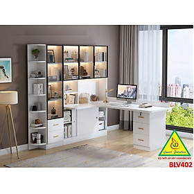 Mua BÀN HỌC – BÀN LÀM VIỆC LIỀN KỆ GỖ MDF TỦ CÁNH KÍNH CÓ ĐÈN LED BLV402 - NỘI THẤT LẮP RÁP VIENDONGADV