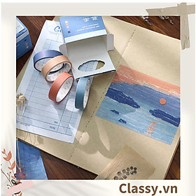 10 cuộn Băng keo giấy washi tape Classy trang trí tông màu neutral nhiều kích cỡ PK1326