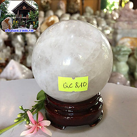 Quả cầu đá thạch anh trắng tự nhiên 100% QC810 nặng 500gr đường kính 7cm  – Vật phẩm phong thủy tài lộc, may mắn, bình an