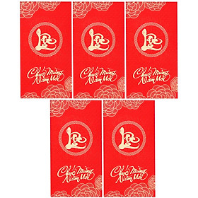 Xấp 5 Bao Lì Xì Cao Cấp Xuân Tân Sửu Chữ "Lộc"