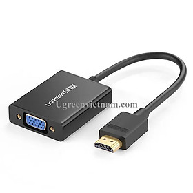 Cáp Chuyển Đổi Tín Hiệu HDMI To VGA + Audio Ugreen MM102 40233 (15cm) - Đen - Hàng Chính Hãng