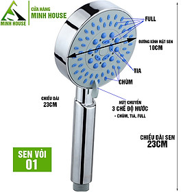 Sen vòi, bát sen, tay sen tắm tăng áp nhiều mã, đa dạng chế độ phun, phụ kiện nhà tắm Minh House