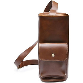 Trend Cylindrical Men'S Chest Bag PU Leather Retro Crossbody Bag