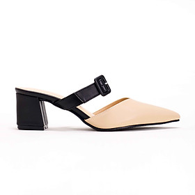 GIÀY CAO GÓT THỜI TRANG 5CM MULES MŨI NHỌN PHỐI KHÓA