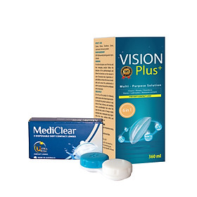 COMBO P Một Cặp Kính Áp Tròng Australia Cận Thị Mediclear 3 Tháng  Nước Ngâm 360 ml - -3.00