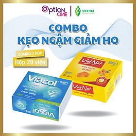 [COMBO 2 HỘP KHÔNG ĐƯỜNG] Kẹo ngậm Viacol Vietnat 20 viên - gừng Vietnat 20 viên giảm ho rát họng