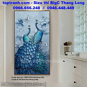 Mua Tranh thêu chữ thập đôi chim công màu xanh ngọc bích MDW0594 chưa thêu